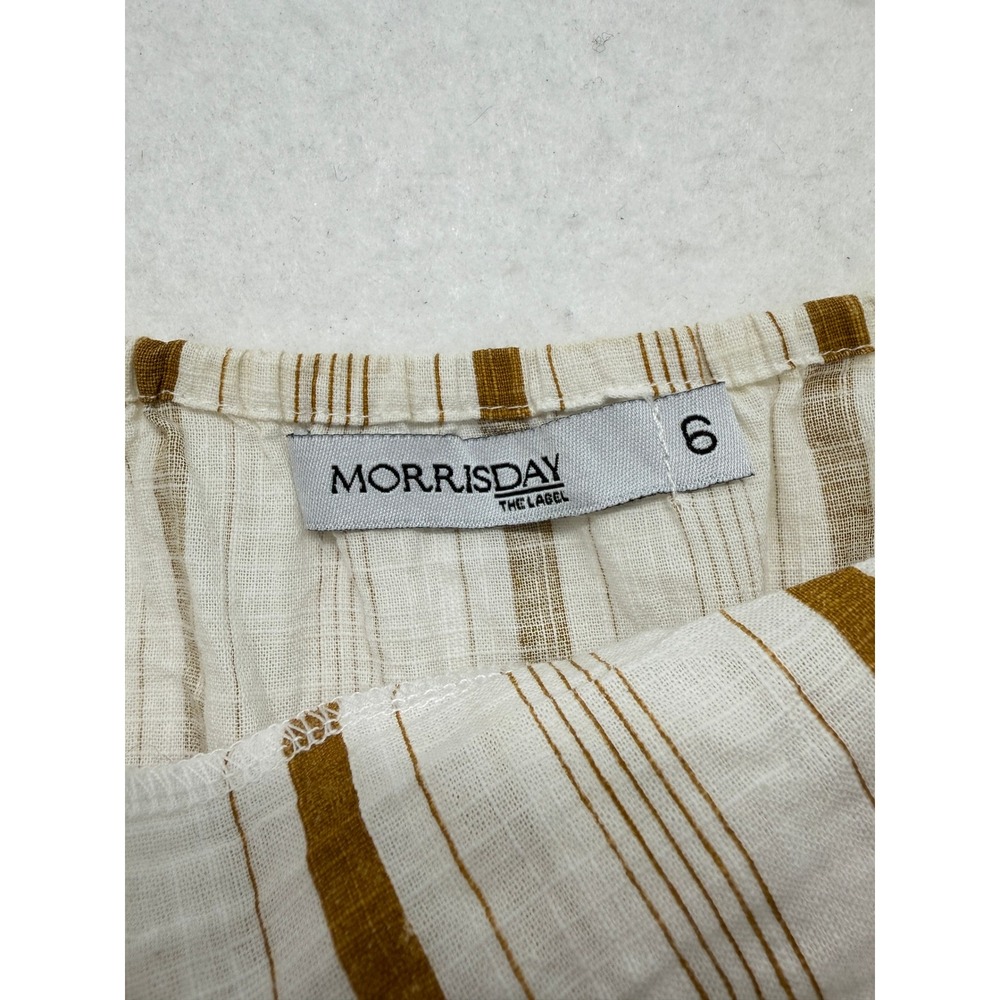 Morrisday The Label Undivided Striped Tank Top 100% Cotton Costal White Tan 6 S - Picture 3 of 8